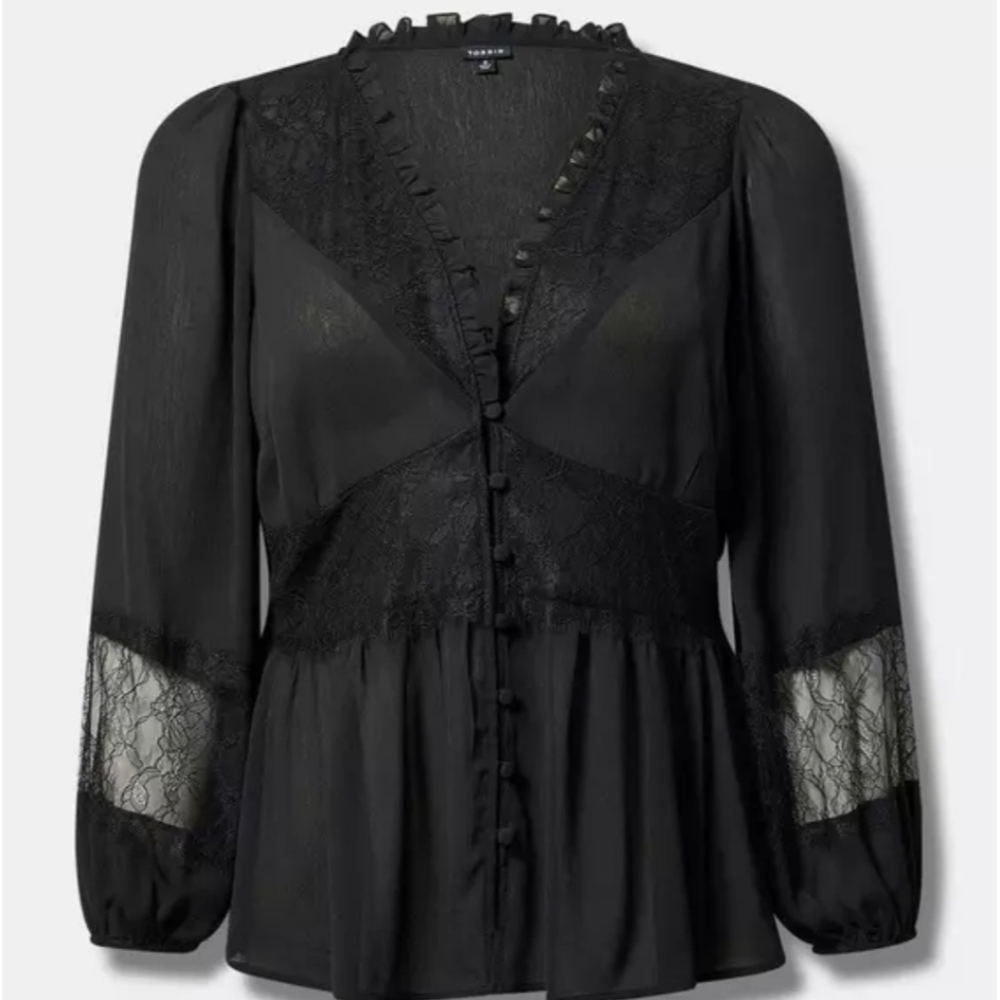 Torrid Peplum Laced Mixed Blouse